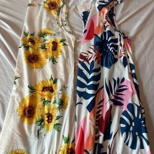 Floral and Leaf Print Dresses 2XL
